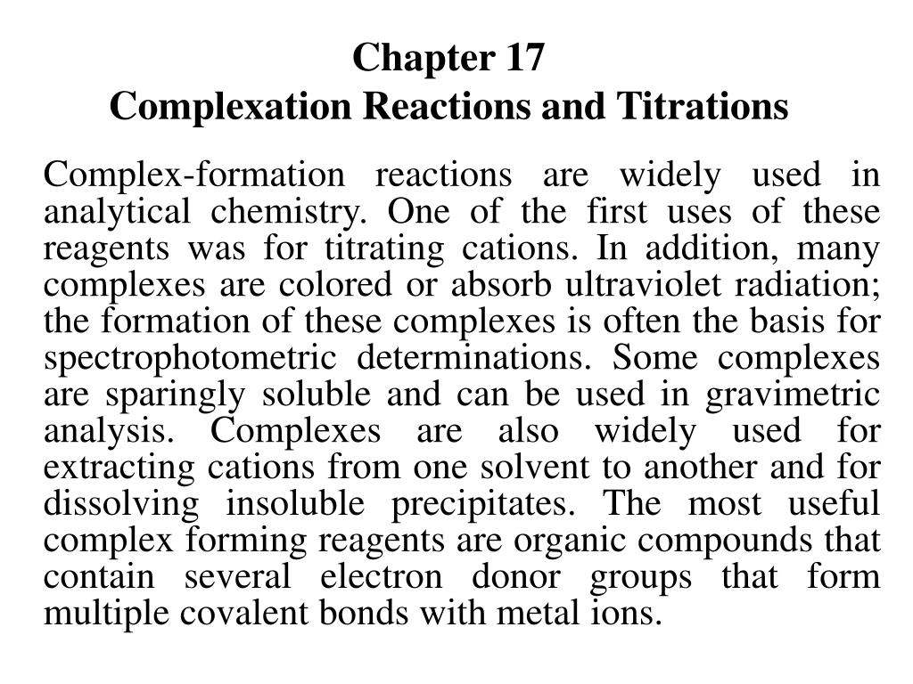 PPT - Chapter 17 Complexation Reactions and Titrations PowerPoint ...