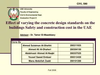 Effect of varying the concrete design standards on the buildings Safety and construction cost in the UAE