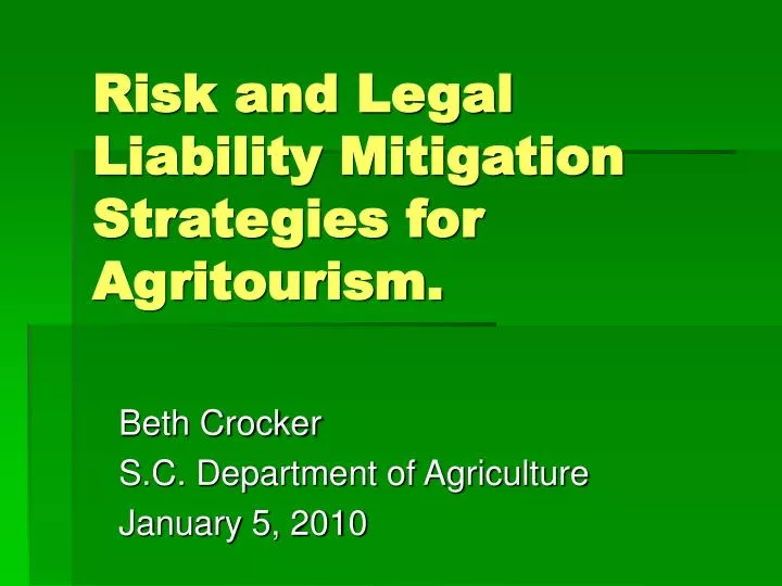 risk and legal liability mitigation strategies for agritourism