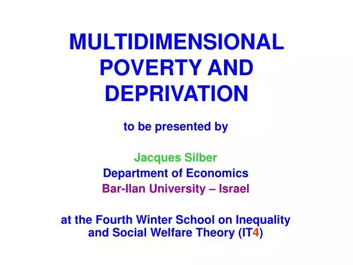 multidimensional poverty and deprivation