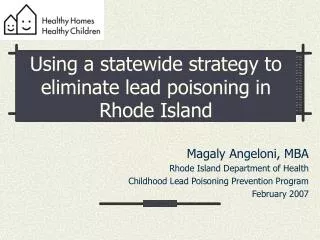 Using a statewide strategy to eliminate lead poisoning in Rhode Island