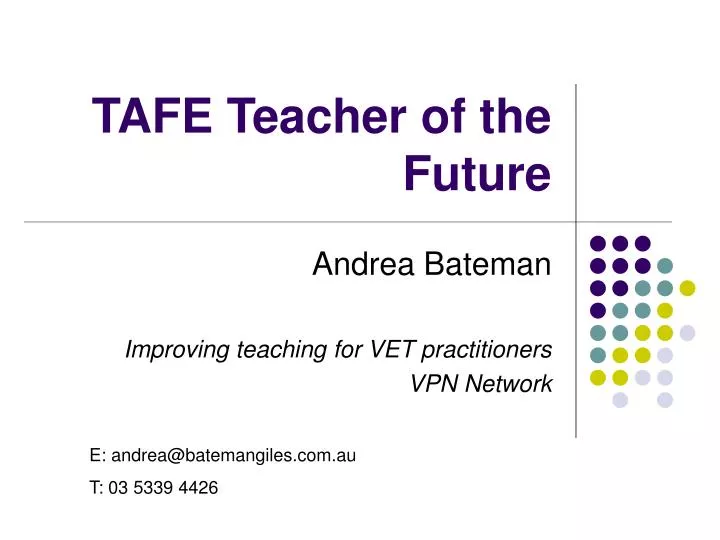 tafe teacher of the future
