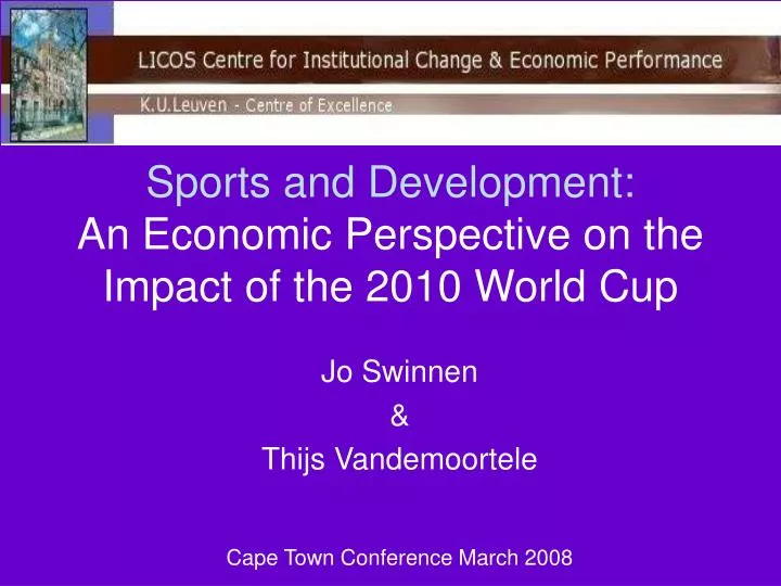 sports and development an economic perspective on the impact of the 2010 world cup