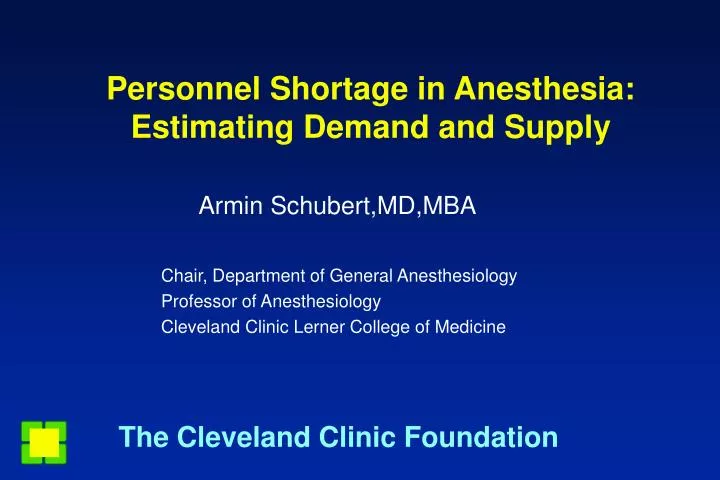personnel shortage in anesthesia estimating demand and supply
