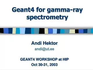 Geant4 for gamma-ray spectrometry