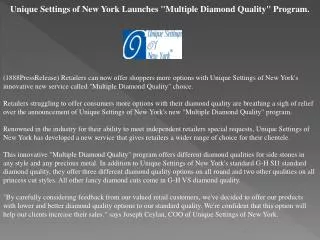unique settings of new york launches "multiple diamond quali