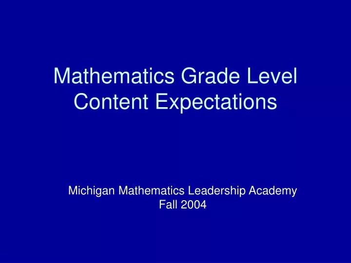 mathematics grade level content expectations
