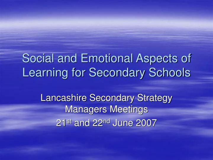 social and emotional aspects of learning for secondary schools