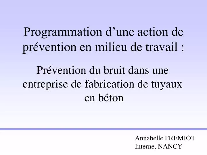 programmation d une action de pr vention en milieu de travail