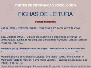 fichas de leitura