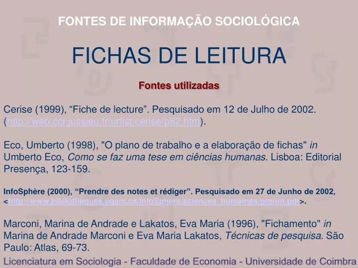 fichas de leitura