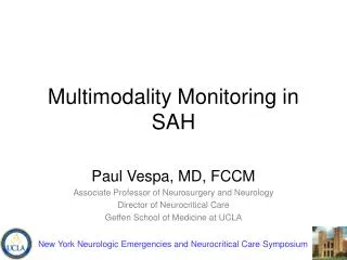 Multimodality Monitoring in SAH