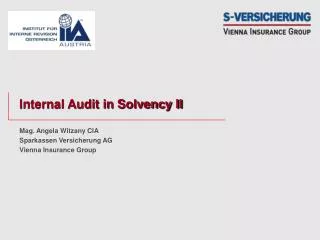 Internal Audit in Solvency II
