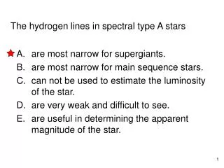 The hydrogen lines in spectral type A stars