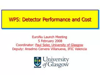 WP5: Detector Performance and Cost