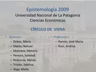 epistemolog a 2009 universidad nacional de la patagonia ciencias econ micas