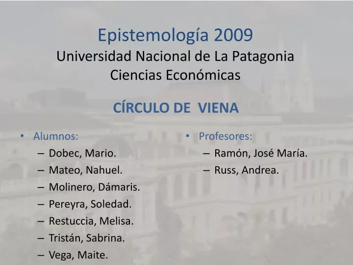 epistemolog a 2009 universidad nacional de la patagonia ciencias econ micas