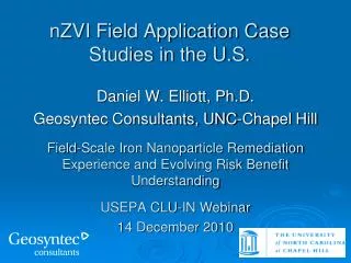 nZVI Field Application Case Studies in the U.S.