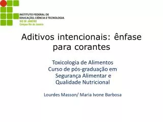 aditivos intencionais nfase para corantes