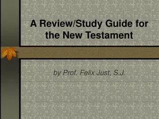 A Review/Study Guide for the New Testament