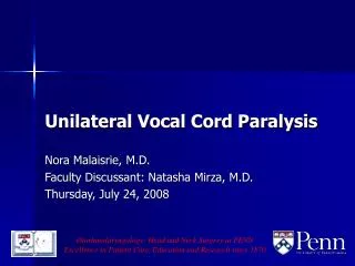 Unilateral Vocal Cord Paralysis