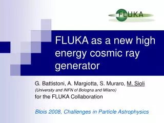 FLUKA as a new high energy cosmic ray generator