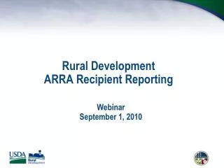 Rural Development ARRA Recipient Reporting