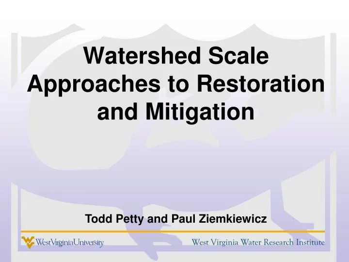 watershed scale approaches to restoration and mitigation