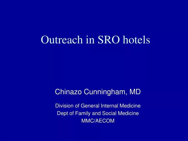outreach in sro hotels