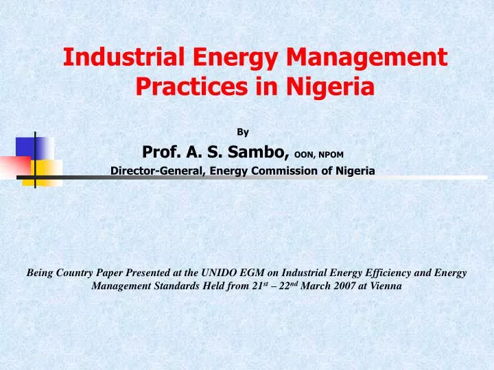 industrial energy management practices in nigeria