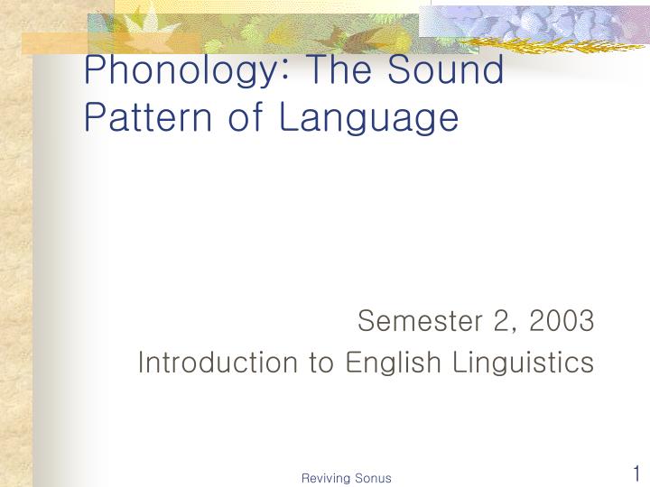 semester 2 2003 introduction to english linguistics