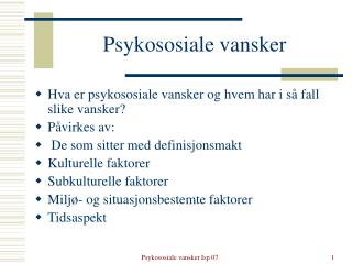 psykososiale vansker