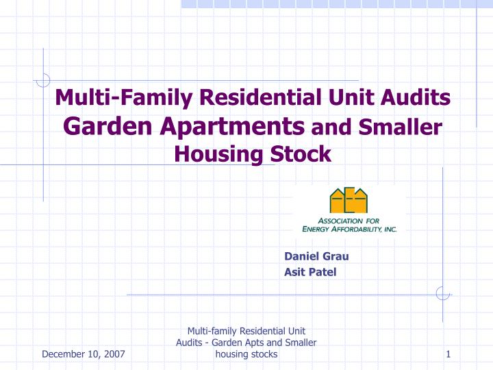 multi family residential unit audits garden apartments and smaller housing stock
