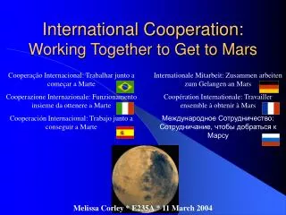 International Cooperation: Working Together to Get to Mars