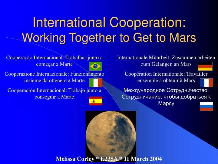 international cooperation working together to get to mars