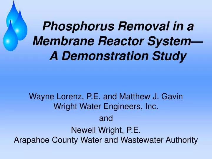 phosphorus removal in a membrane reactor system a demonstration study
