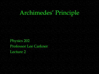 Archimedes’ Principle