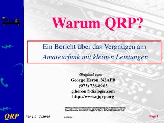 Warum QRP?