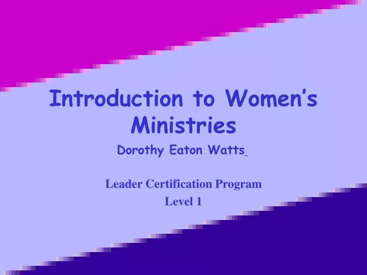 introduction to women s ministries