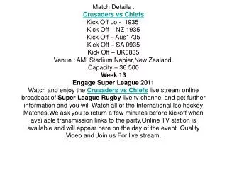 watch superxv chiefs vs crusaders live online free streaming
