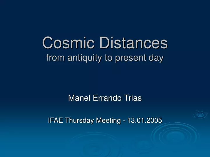 cosmic distances from antiquity to present day