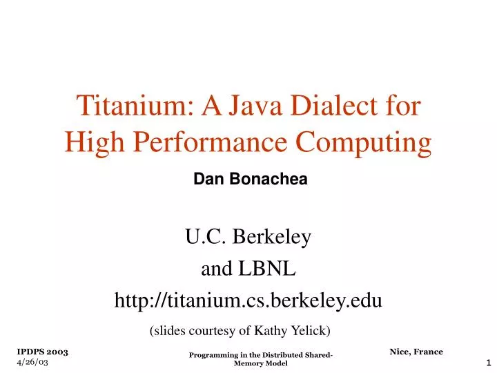 titanium a java dialect for high performance computing