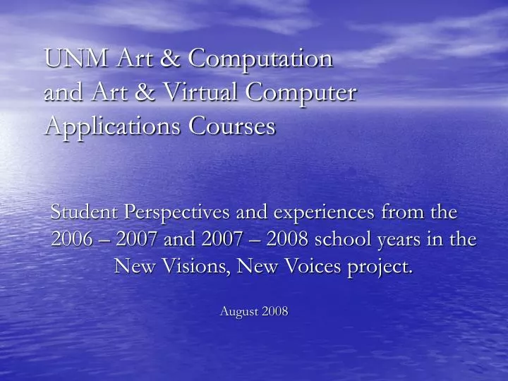 unm art computation and art virtual computer applications courses