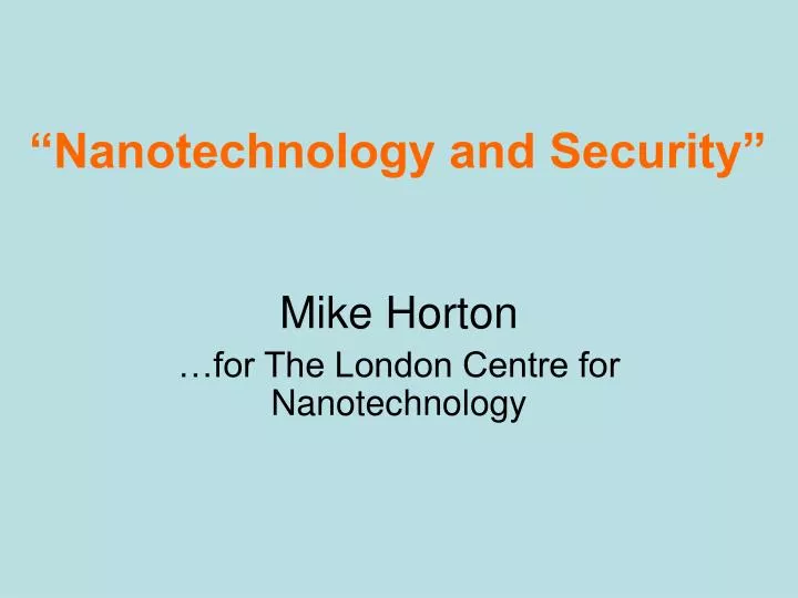 nanotechnology and security