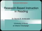 Research-Based Instruction in Reading - slide 1