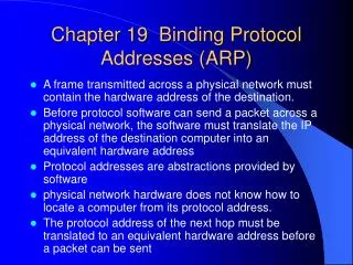 Chapter 19 Binding Protocol Addresses (ARP)
