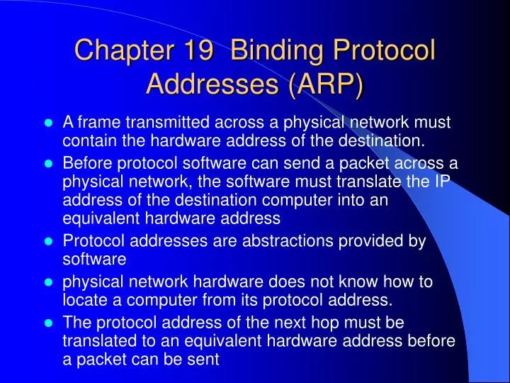 chapter 19 binding protocol addresses arp