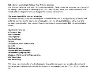b2b internet marketing is not just your website anymore
