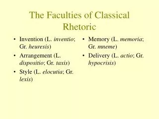 The Faculties of Classical Rhetoric
