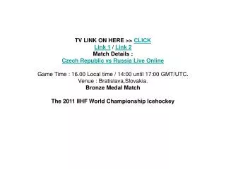 watch iihf bronze medal czech republic vs russia live stream